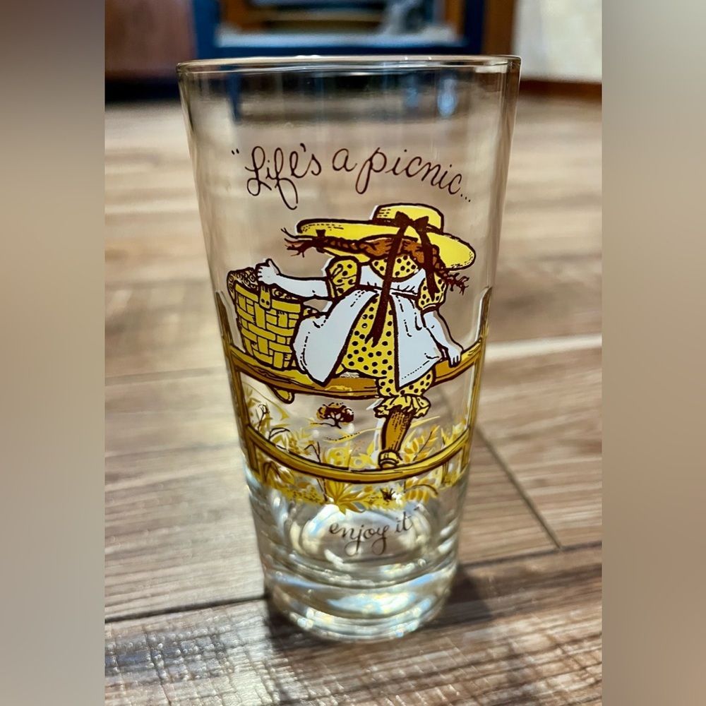 Vintage Holly Hobbie Life’s A Picnic…Enjoy It Glass Tumbler